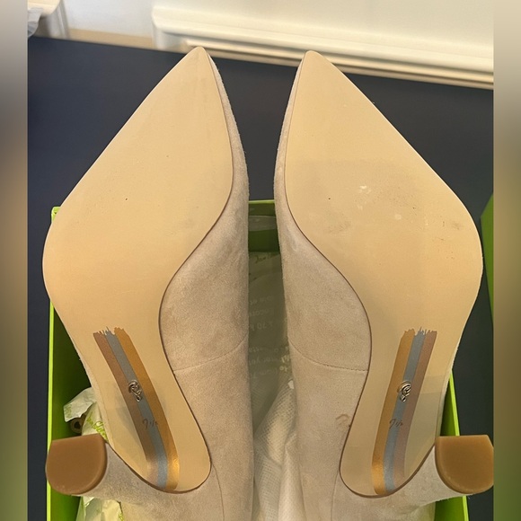 Sam Edelman Heels Sz 7.5 Antonia Pump Cappuncino Beige Suede - Picture 7 of 13